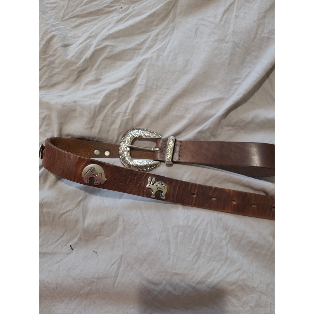 Cambridge DryGoods Women SZ 30 leather boho Belt silver hardware Western cowgirl